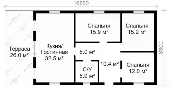 Продается 1-этажный дом, 131 м²