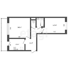 Продается 2-комн. квартира, 43 м²