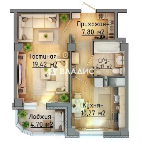 Продается 1-комн. квартира, 44,15 м²