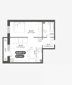 Сдается 2-комн. квартира, 51,2 м²