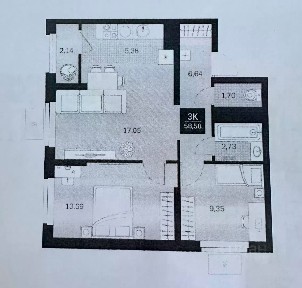 Продается 3-комн. квартира, 59 м²