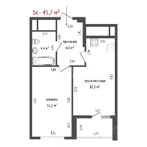Продается 1-комн. квартира, 43,9 м²