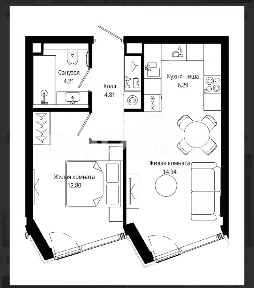 Продается 1-комн. квартира, 43,1 м²