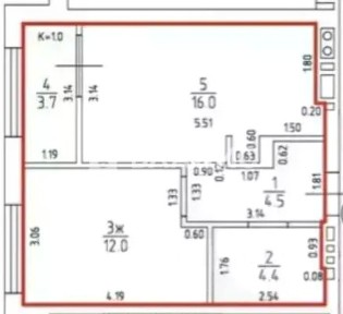 Продается 1-комн. квартира, 40,6 м²