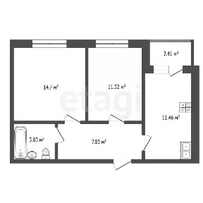 Продается 2-комн. квартира, 49,2 м²