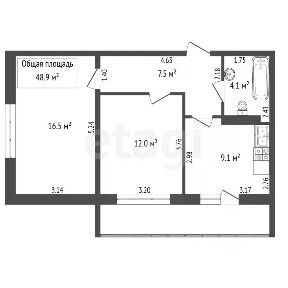 Продается 2-комн. квартира, 48,9 м²