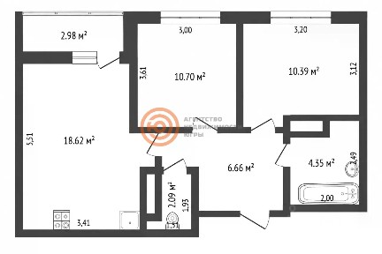 Продается 2-комн. квартира, 52,8 м²