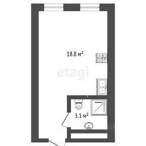 Продается студия, 23,3 м²