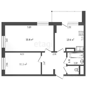 Продается 2-комн. квартира, 52,9 м²