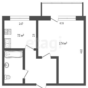 Продается 1-комн. квартира, 32,5 м²