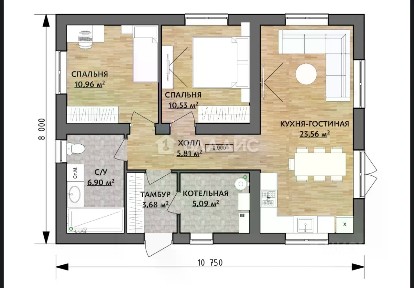 Продается 1-этажный дом, 66,5 м²