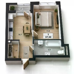 Продается 1-комн. квартира, 37,5 м²