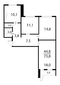 Продается 3-комн. квартира, 75 м²