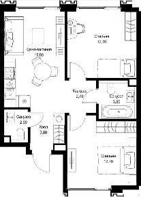 Продается 2-комн. квартира, 53,5 м²