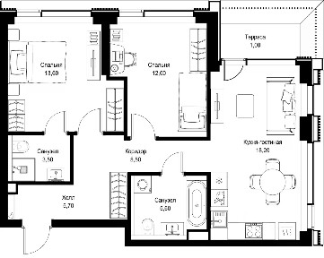 Продается 2-комн. квартира, 65,1 м²