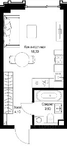 Продается студия, 26,3 м²