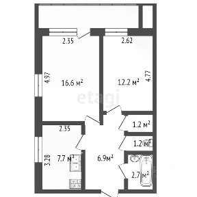 Продается 2-комн. квартира, 48,8 м²
