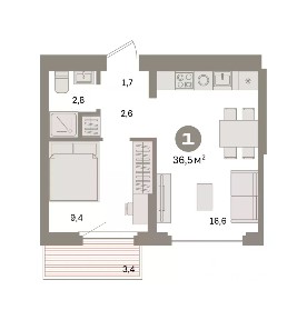 Продается 1-комн. квартира, 36,46 м²