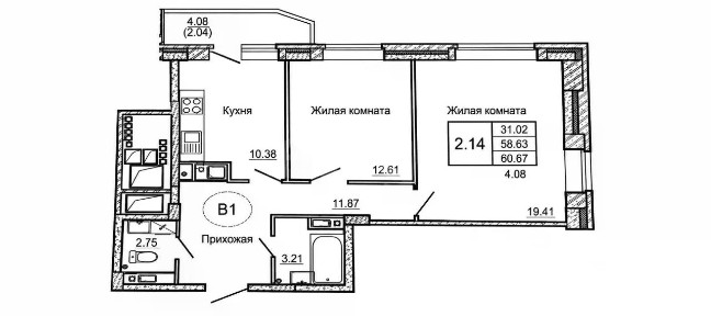 Продается 2-комн. квартира, 60 м²