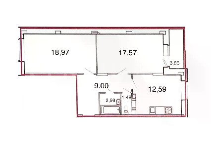 Продается 2-комн. квартира, 66,45 м²