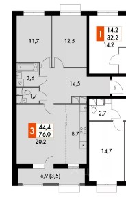 Продается 3-комн. квартира, 72,7 м²