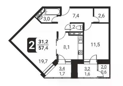 Продается 2-комн. квартира, 59 м²