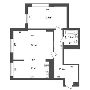 Продается 2-комн. квартира, 64,5 м²