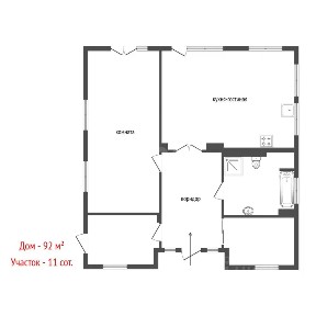 Продается 1-этажный дом, 92 м²
