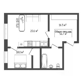Продается 2-комн. квартира, 56,7 м²