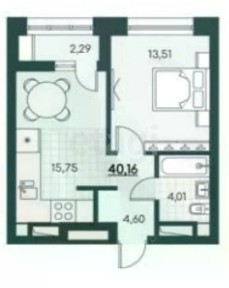 Продается 1-комн. квартира, 40,16 м²