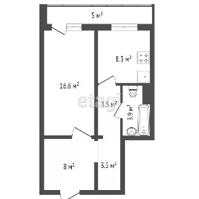 Продается 1-комн. квартира, 45,7 м²