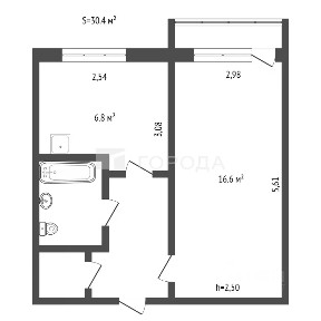Продается 1-комн. квартира, 30,4 м²