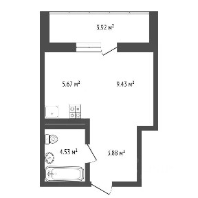Продается студия, 25 м²