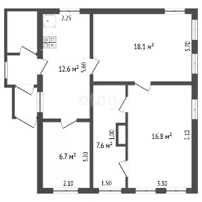 Продается 1-этажный дом, 61,8 м²