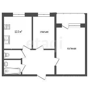 Продается 2-комн. квартира, 52,3 м²