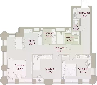 Продается 3-комн. квартира, 80,16 м²