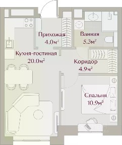 Продается 1-комн. квартира, 45,02 м²
