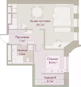 Продается 1-комн. квартира, 58,45 м²