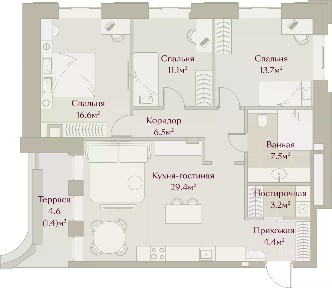Продается 2-комн. квартира, 93,68 м²