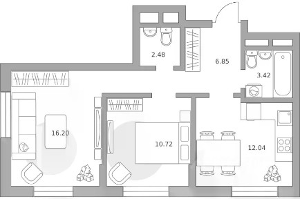 Продается 2-комн. квартира, 51,71 м²