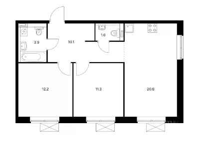 Продается 3-комн. квартира, 59,7 м²