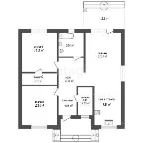 Продается 1-этажный дом, 89,6 м²
