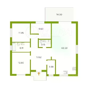 Продается 1-этажный дом, 115 м²
