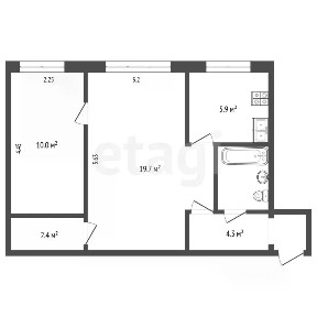 Продается 2-комн. квартира, 44,9 м²