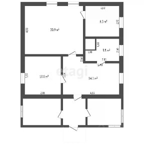 Продается 1-этажный дом, 58,8 м²