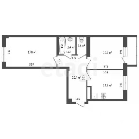 Продается 2-комн. квартира, 54 м²