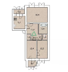 Продается 3-комн. квартира, 72,4 м²