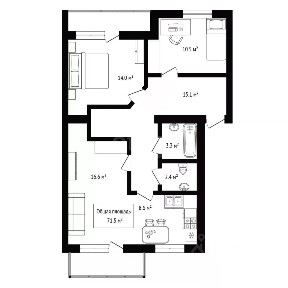 Продается 3-комн. квартира, 72 м²