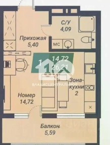 Продается апартаменты-студия, 32 м²