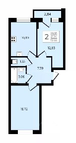 Продается 2-комн. квартира, 50,6 м²